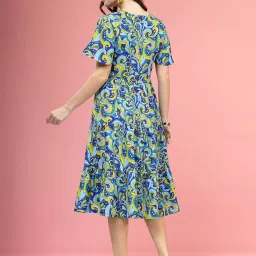 Melon by PlusS Blue Printed A-Line Dress image 2