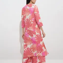 Utsa by Westside Dusty Pink Leaf Printed A-Line Kurta image 2