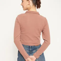 MADAME Peach Printed Cropped T-Shirt image 2