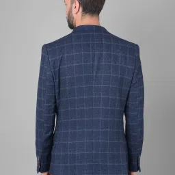 Crimsoune Club Navy Blue Slim Fit Checks Blazer image 2