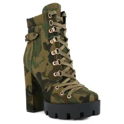 London Rag Women's Khaki Derby Boots image 2