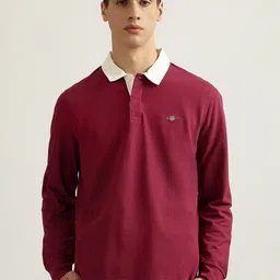 GANT Men Solid Polo Collar Cotton T-Shirt-picture-35