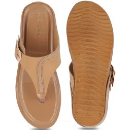 Iconics Women's Beige Thong Wedges image 3