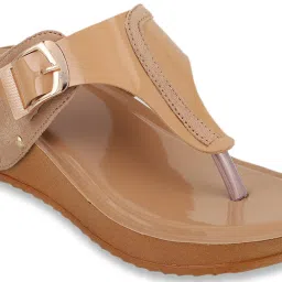 Iconics Women's Beige Thong Wedges image 4