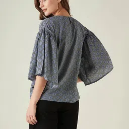 The Kaftan Company Blue Floral Print Top With Shorts image 2