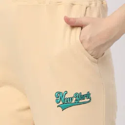 R&B Beige Cotton Regular Fit High Rise Joggers image 3