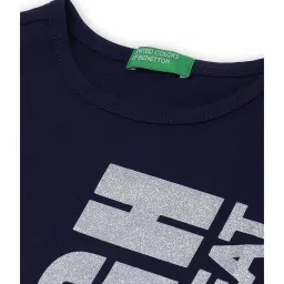 United Colors of Benetton Kids Navy Graphic Print T-Shirt image 3