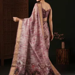 Saree Mall Purple Printed Saree With Unstitched Blouse image 2