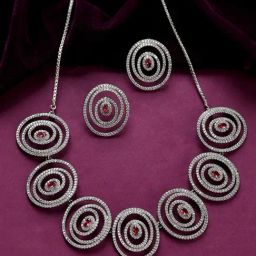 Voylla Silver Royal Romance Ariel Necklace & Earring Set-picture-47