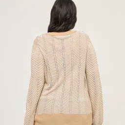 Gia by Westside Beige Chevron Textured Sweater image 2