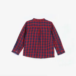 Juniors by Lifestyle Red & Navy Cotton Chequered Full Sleeves Shirt image 2