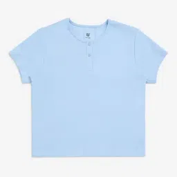 Y&F Kids by Westside Light Blue Ribbed Cotton-Blend T-Shirt-picture-37
