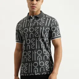 United Colors Of Benetton Grey Pure Cotton Regular Fit Printed Polo T-Shirt-picture-28