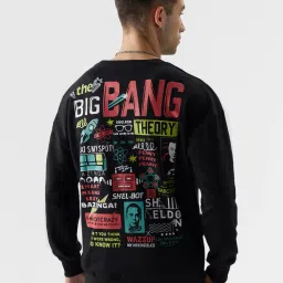 The Souled Store Official The Big Bang Theory: Doodle Black Printed Oversized Sweatshirt image 2