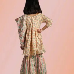 Tippy Top Kids Multicolor Floral Print Kurta, Sharara with Dupatta image 2