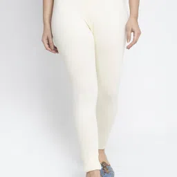 Gracit Off-White & Blue Mid Rise Leggings - Pack Of 2 image 2