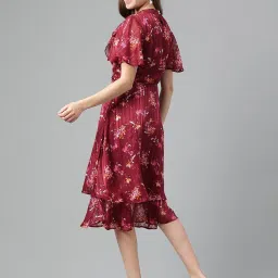 Latin Quarters Maroon Printed A Line Dress image 2
