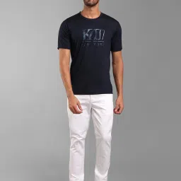 Kazo Navy Regular Fit Printed Crew T-Shirt image 5