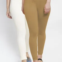 Gracit Off-White & Skin Mid Rise Leggings - Pack Of 2 image 1