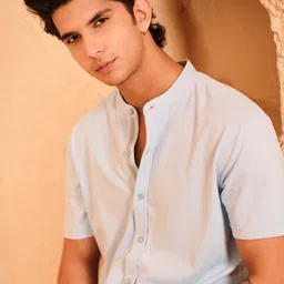 EAZY Mandarin Collar Short Sleeves Regular Fit Cotton Shirt image 2