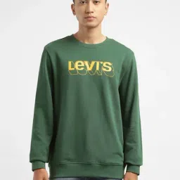 Levi's Green Cotton Regular Fit Logo Printed Sweatshirt-image-7