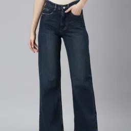 showoffff SHOWOFF Dark Blue Denim Flared Fit Mid Rise Jeans-picture-35
