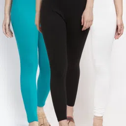 Gracit White & Black Mid Rise Leggings - Pack Of 3 image 1