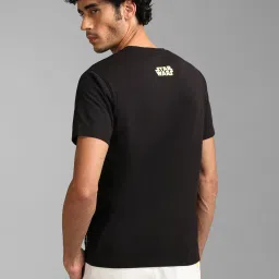 Kazo Black Regular Fit Printed Crew T-Shirt image 2