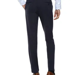 V Dot Navy Skinny Fit Flat Front Trousers image 2