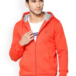 Allen Solly Men Orange Solid Hooded Sweatshirt-picture-15