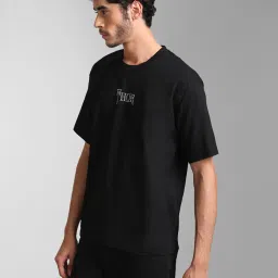 Kazo Black Regular Fit Printed Crew T-Shirt image 3