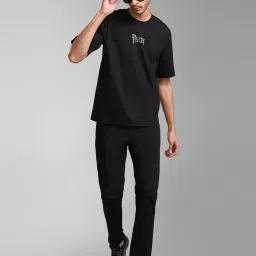 Kazo Black Regular Fit Printed Crew T-Shirt image 5