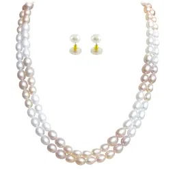 Sri Jagdamba Pearls Golden Necklace & Earring Set image 1