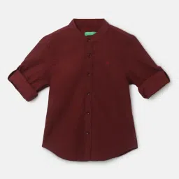 United Colors of Benetton Kids Boy's Regular Fit Mandarin Collar Textured Shirt-picture-38
