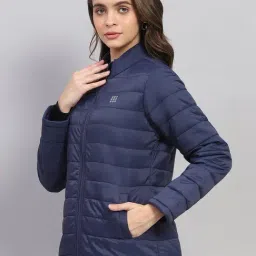 Rock.it by Monte Carlo Women Solid Regular Fit Mock Neck Full Sleeve Jacket With Zipper Closure image 3