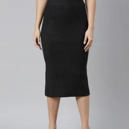 showoffff SHOWOFF Grey Self Design Skirt-picture-18