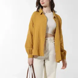 Only Mustard Cotton Relaxed Fit Oversized Shirt-picture-15
