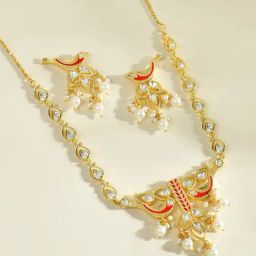 Voylla Gold Panchhi Papiha Necklace & Earring Set-picture-48