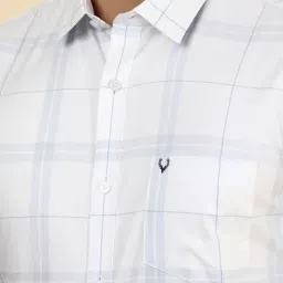 Allen Solly White Cotton Slim Fit Checks Shirt image 4