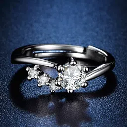 Designs & You Silver-Plated American Diamond Studded Adjustable Finger Ring image 3