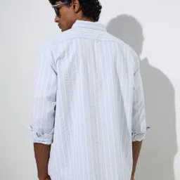 WES Casuals by Westside Light Blue Striped Relaxed-Fit Cotton Shirt image 2