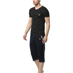 Vimal Jonney Navy & Black Printed T-Shirt & Capris image 3