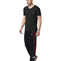Vimal Jonney Navy & Black Printed T-Shirt & Trackpants image 3