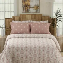 Boutique Living India Isabella Pink & White Tencel Cotton 500 TC King Bedsheet with 4 Pillow Covers-picture-17