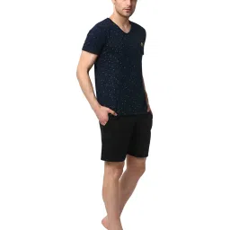 Vimal Jonney Navy & Black Printed T-Shirt & Shorts image 3