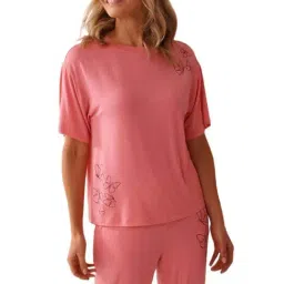 La Vie En Rose Pink Butterfly Printed Regular Fit Jersey T Shirt-picture-35