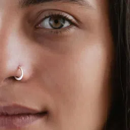 Goldnera 925 Sterling Silver Circle Whisper Shaped Piercing Ring Nosepin image 2