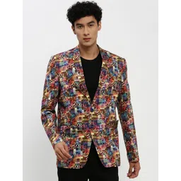 SHOWOFFFF Printed Notched Lapel Long Sleeves Single-Breasted Blazers-picture-33
