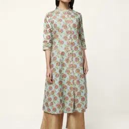 Rangmanch by Pantaloons Blue Cotton Printed A Line Kurta-image-16