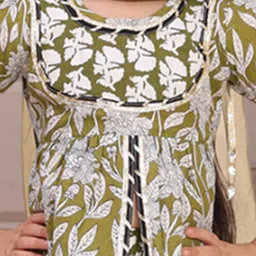 Cutiekins Girls Floral Printed Round Neck Gotta Patti A-Line Kurta With Sharara & Dupatta image 5